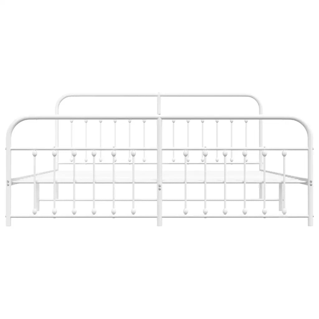 Giroletto con Testiera e Pediera-Struttura Letto Metallo Bianco 193x203 cm 491651