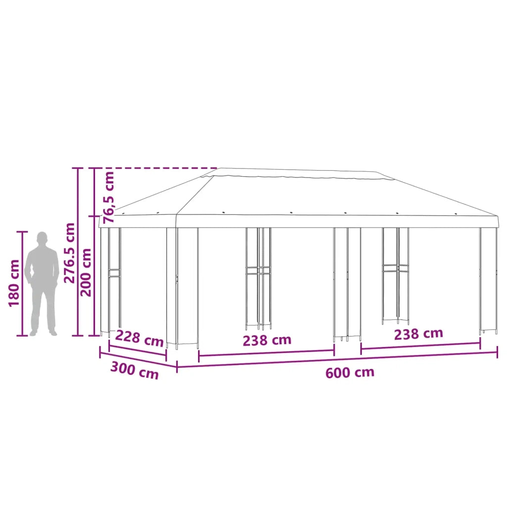 Gazebo da giardino 6 x 3 m Blu Poliestere e Acciaio 190 3376013