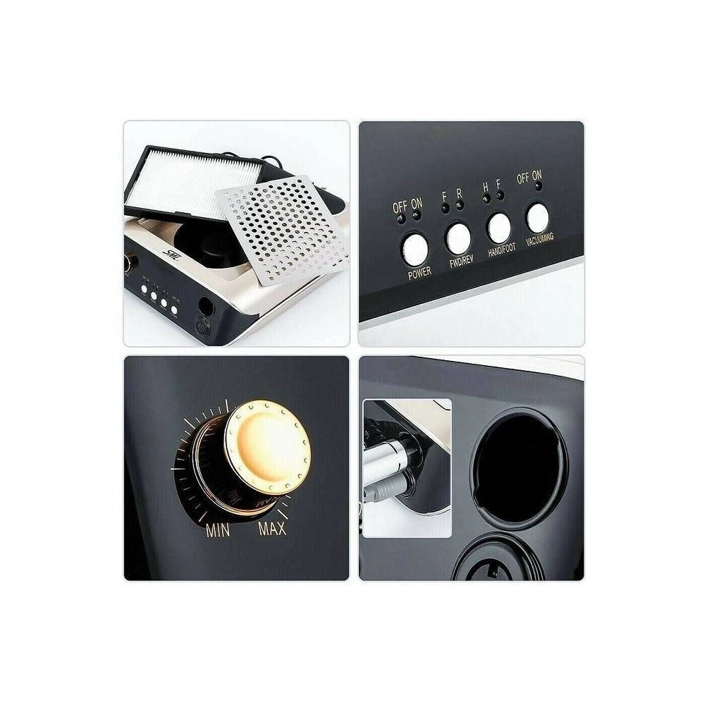 Trade Shop - Kit Fresa Unghie M2 Aspiratore Da Tavolo 68w Manicure Pedicure Nail Art Estetica -