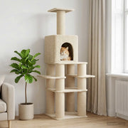 Albero per gatti con pali per graffiare in sisal Crema 180 cm 42033042