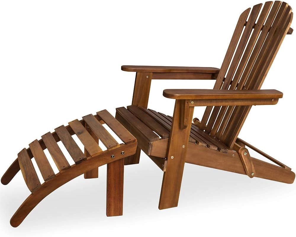 2x Sedia Prendisole Adirondack Sdraio 2 Poggiapiedi Pieghevole Giardino Mare Legno Acacia