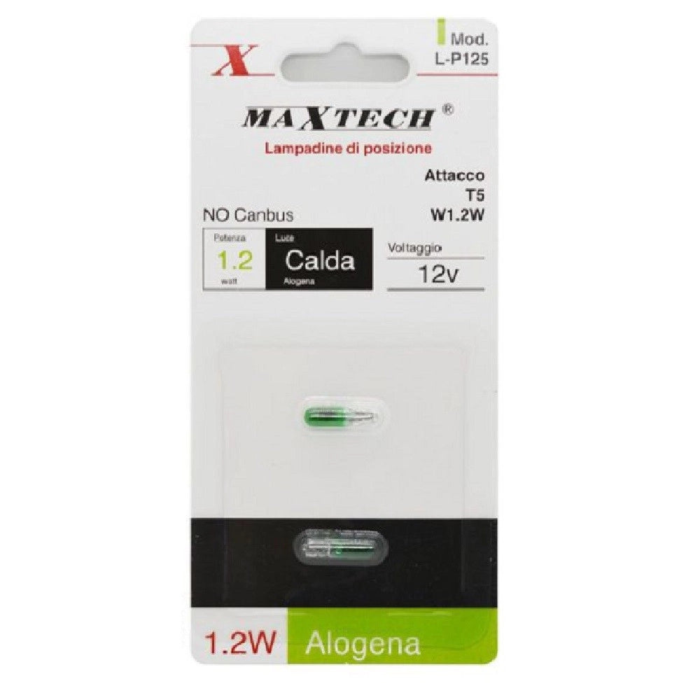 Trade Shop - Lampadine Di Posizione T5 W1.2w L-p125 12v 1.2w Auto Luce Calda Alogena No Canbus -