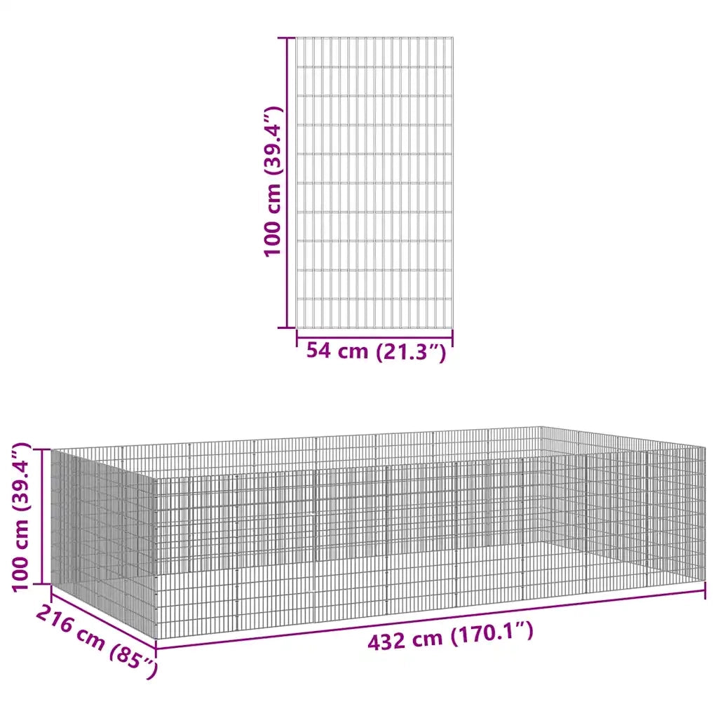 Recinto per Animali Ruspante 24 Pannelli 54x100cm Ferro Zincato 3321349