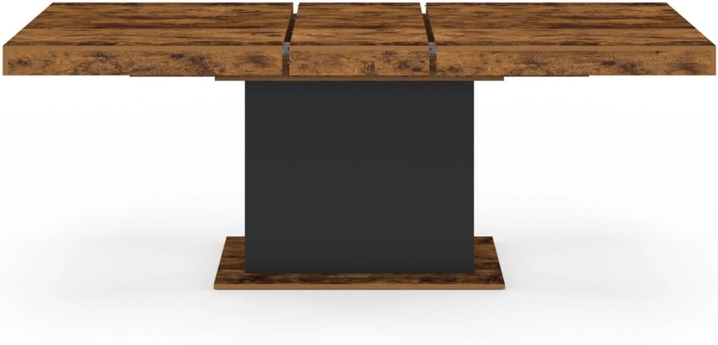 Tavolo da pranzo rettangolare allungabile EDEN 6-10 persone Legno effetto antico e nero 160-200 cm
