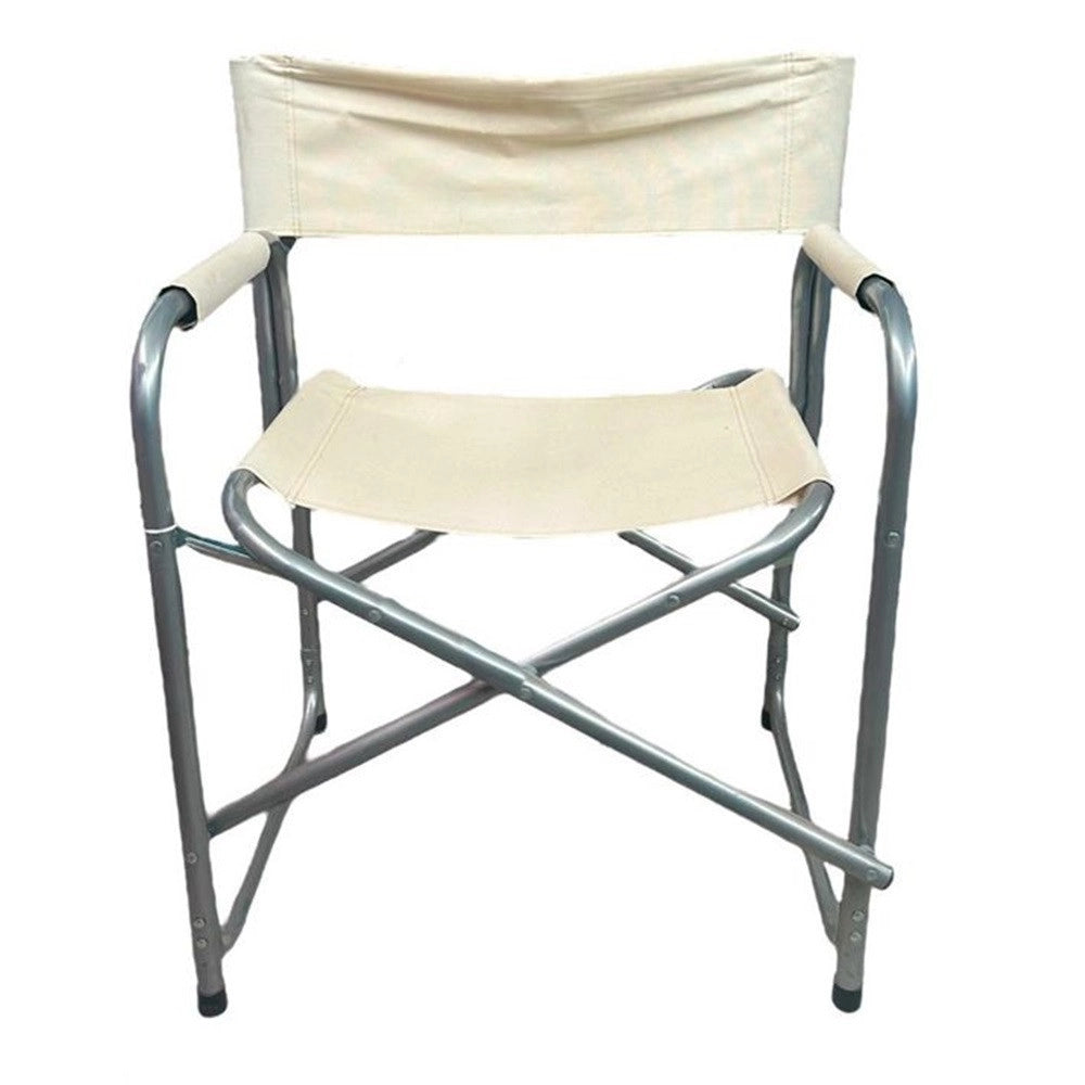 Trade Shop - Sedia Regista Crema In Alluminio Per Mare Pesca Spiaggia Giardino Pieghevole 490006 -