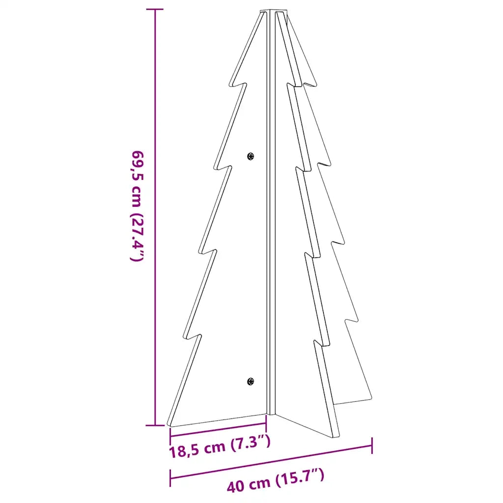 Albero di Natale Decorativo-Decorazioni natalizie Bianco 69,5 cm in Legno di Pino