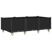 Fioriera rialzata per piante fiori patio giardino su ruote 150 x 80 x 54 cm PP nero 02_0038834