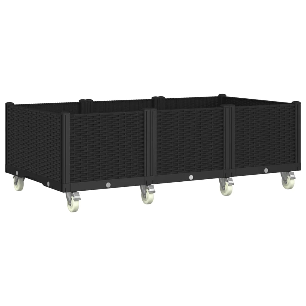 Fioriera rialzata per piante fiori patio giardino su ruote 150 x 80 x 54 cm PP nero 02_0038834