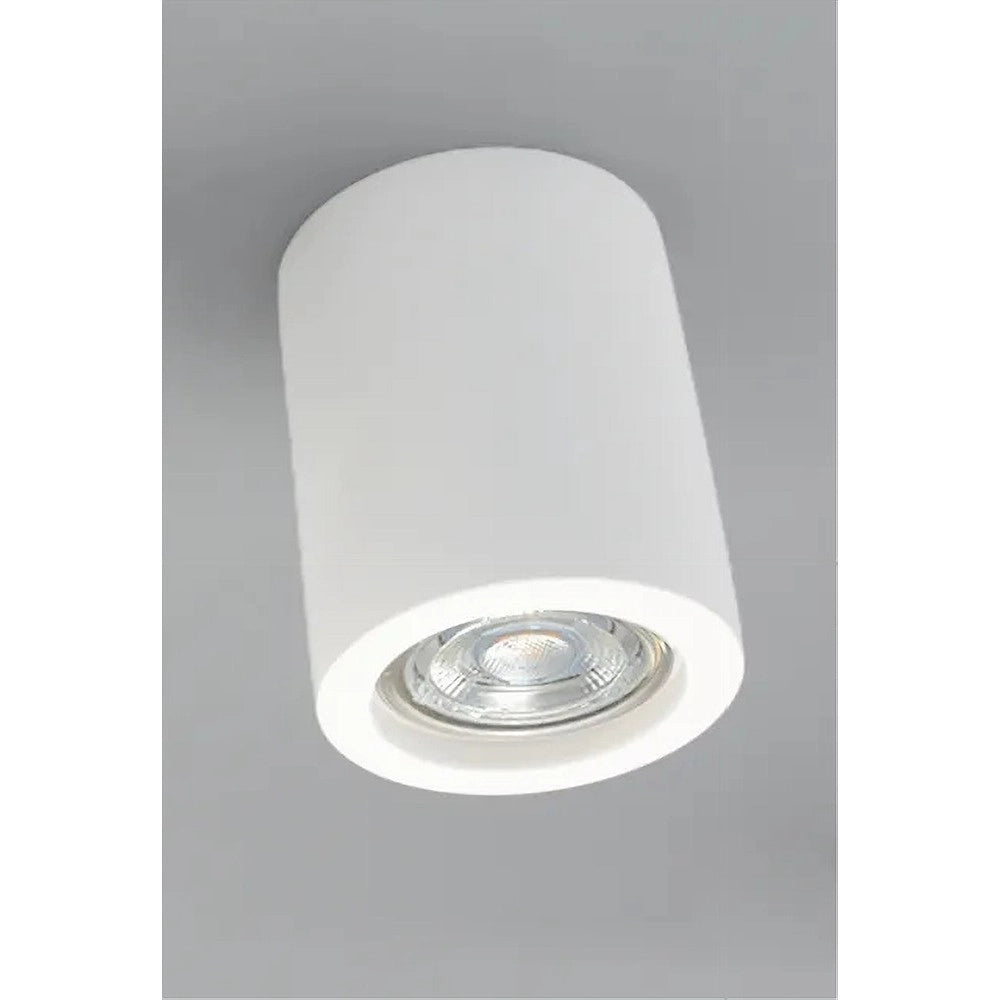 Trade Shop - Porta Faretto Lampada Soffitto Gu10 Cilindro In Gesso H90mm Verniciabile Gs-c90-t -