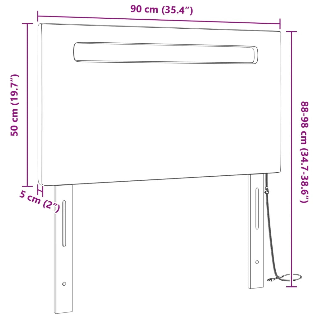 Testiera LED Bianco 90 cm Pelle Sintetica 42007294