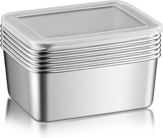 Set di 6 contenitori in acciaio inossidabile da 650 ml - Sicuri per forno, congelatore e lavastoviglie - BPA-free