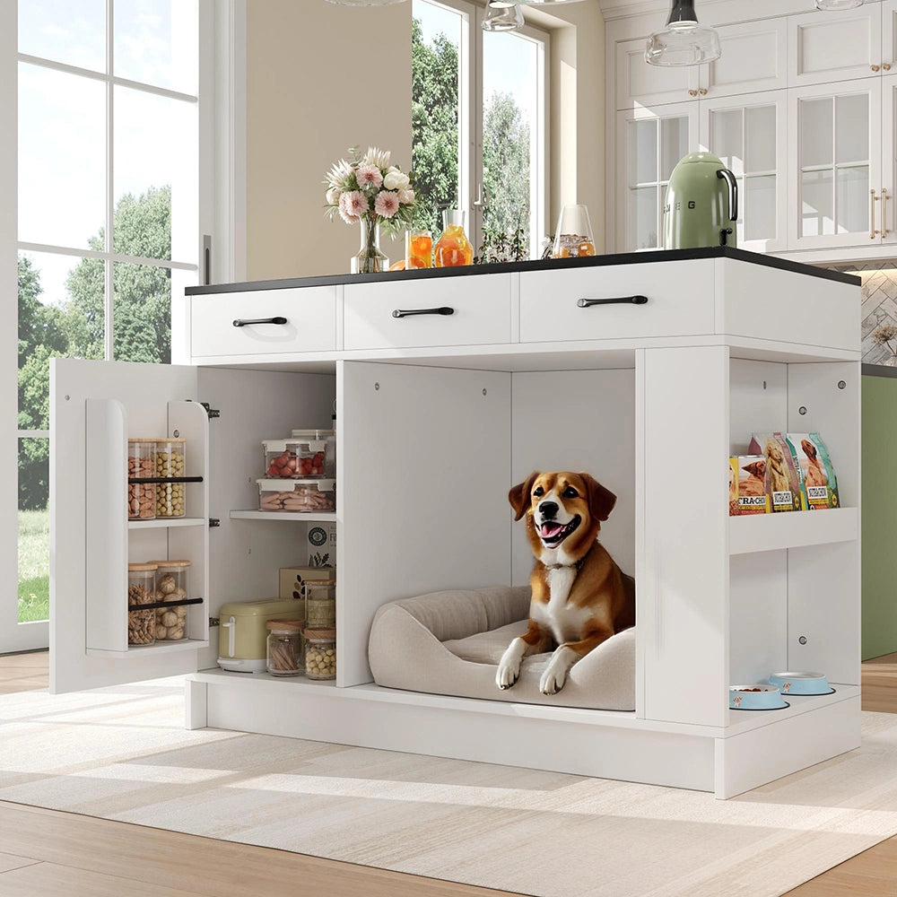 Isola cucina 3 cassetti - Xylo - 120x60x90cm bianco spazio animali