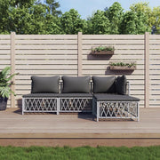 Set Salotto da Giardino 4 pz con Cuscini in Acciaio Bianco 3186852