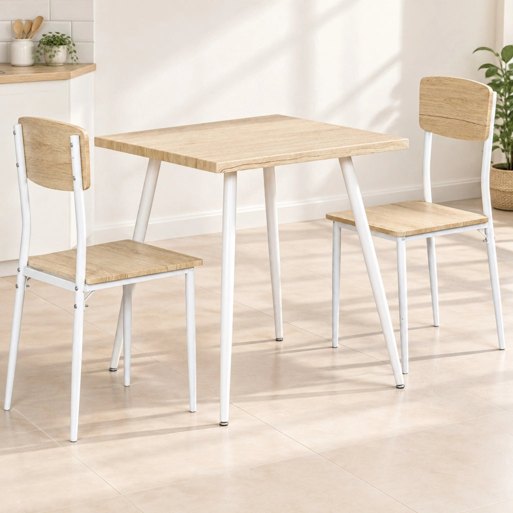 Set tavolo da pranzo con 2 sedie in MDF naturale