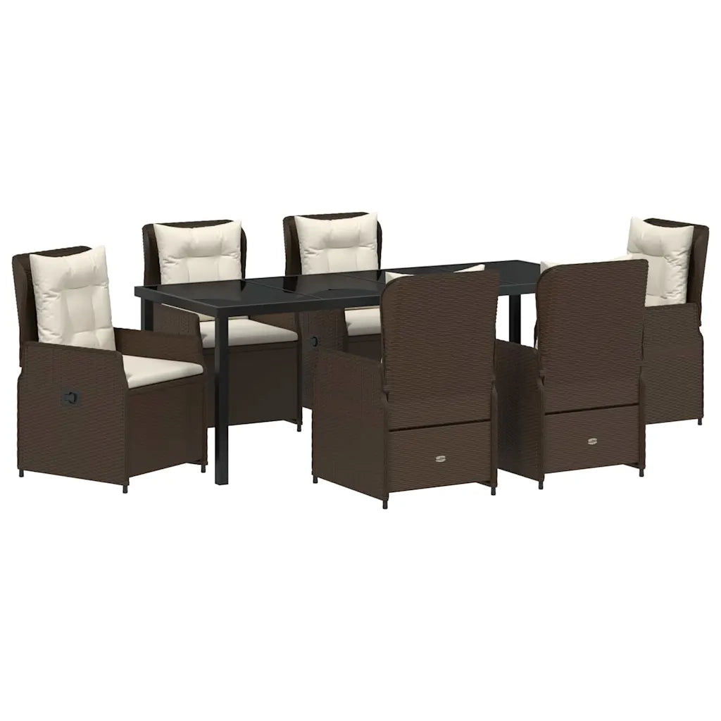 Set da Pranzo per Giardino 7 pcs Marrone polyrattan 3380951