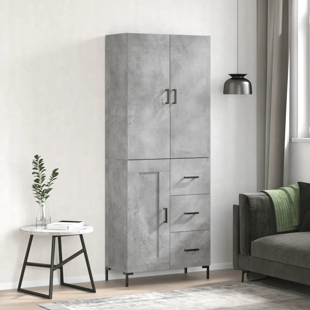 Credenza-Buffet-Armadio da cucina Grigio Cemento 69,5x34x180 cm in Legno Multistrato 894478