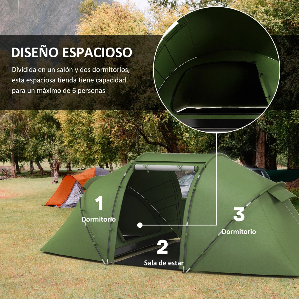 Tenda da Campeggio Familiare 4-6 Persone ¨C Xylo ¨C 2 Camere Verde 430x240x170 cm