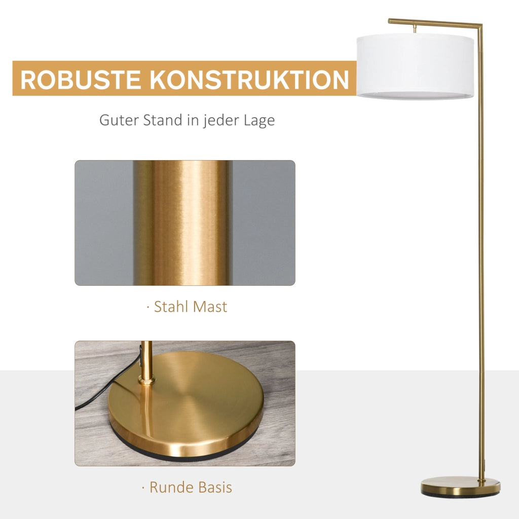 Lampada da terra ¨C zephmum ¨C bianco, oro, tessuto, 47x37x153 cm