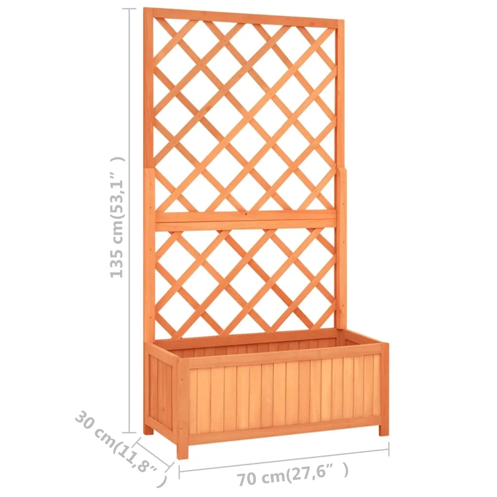 Fioriera con Traliccio Marrone 70x30x135cm in Massello di Abete 316426