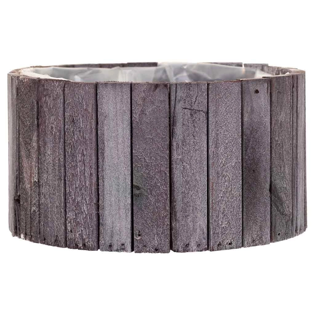 Set di 2 cestini rotondi in legno grigio