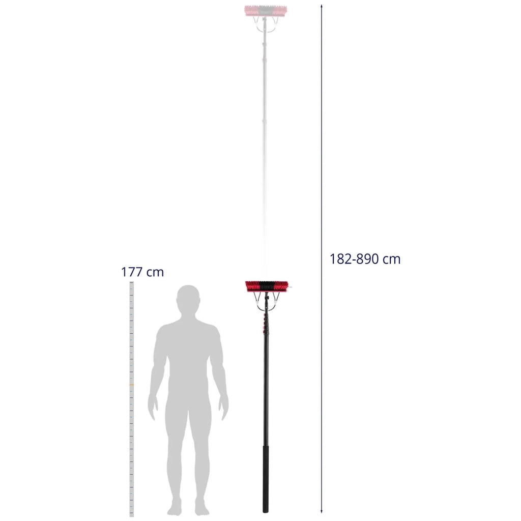 Puliscivetri telescopico professionale con alimentazione idrica per pannelli solari e finestre 1820 - 8900 mm alluminio PU ​​PP nero 14_0009235