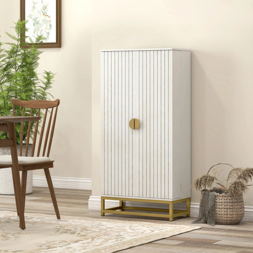 Armadio da cucina con ante e ripiani ¨C Zephmum ¨C Bianco 58x29x119,5cm