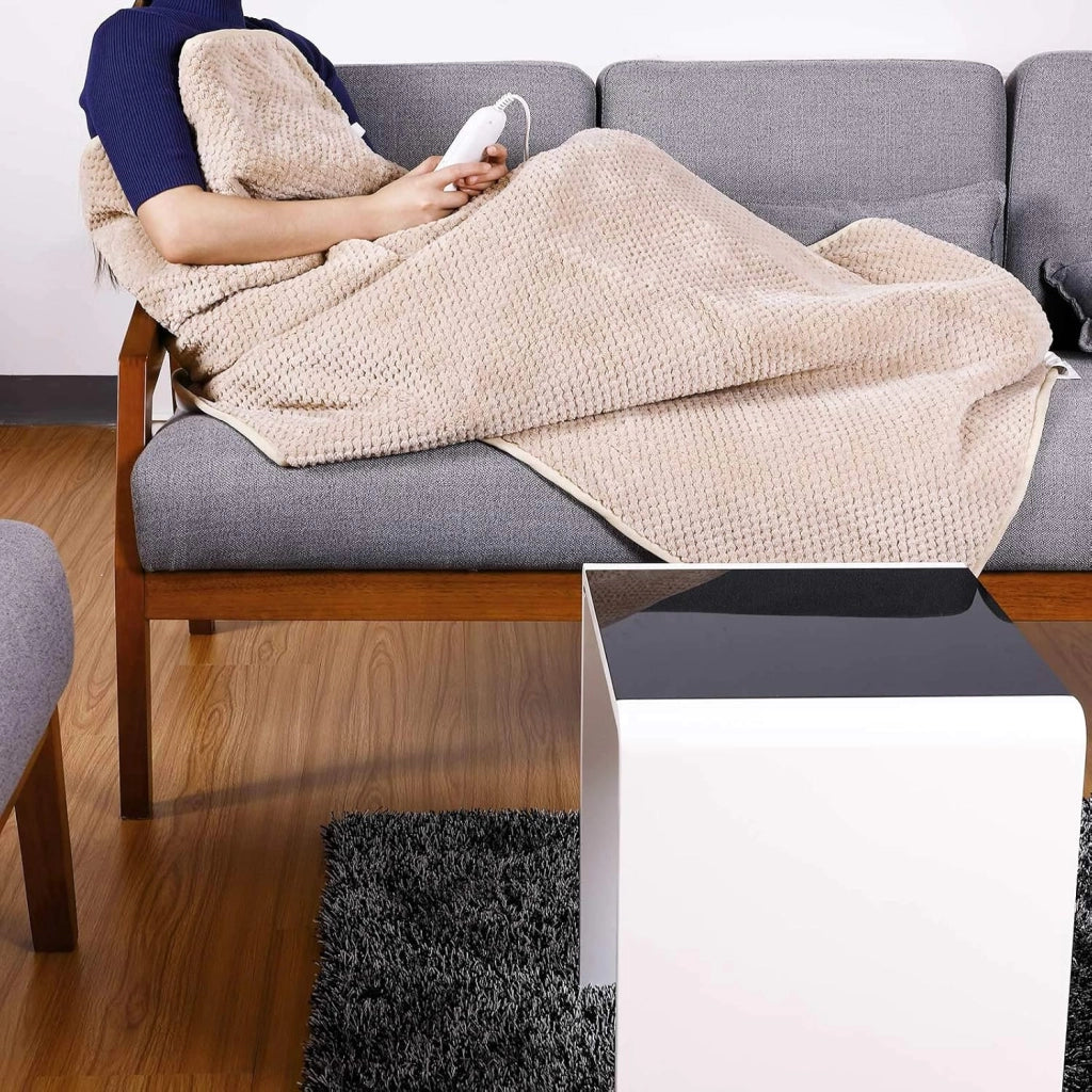 Coperta Elettrica Riscaldante 160x140cm 5 Livelli Calore Pile Corallo 2x 60W Lavabile Grigio