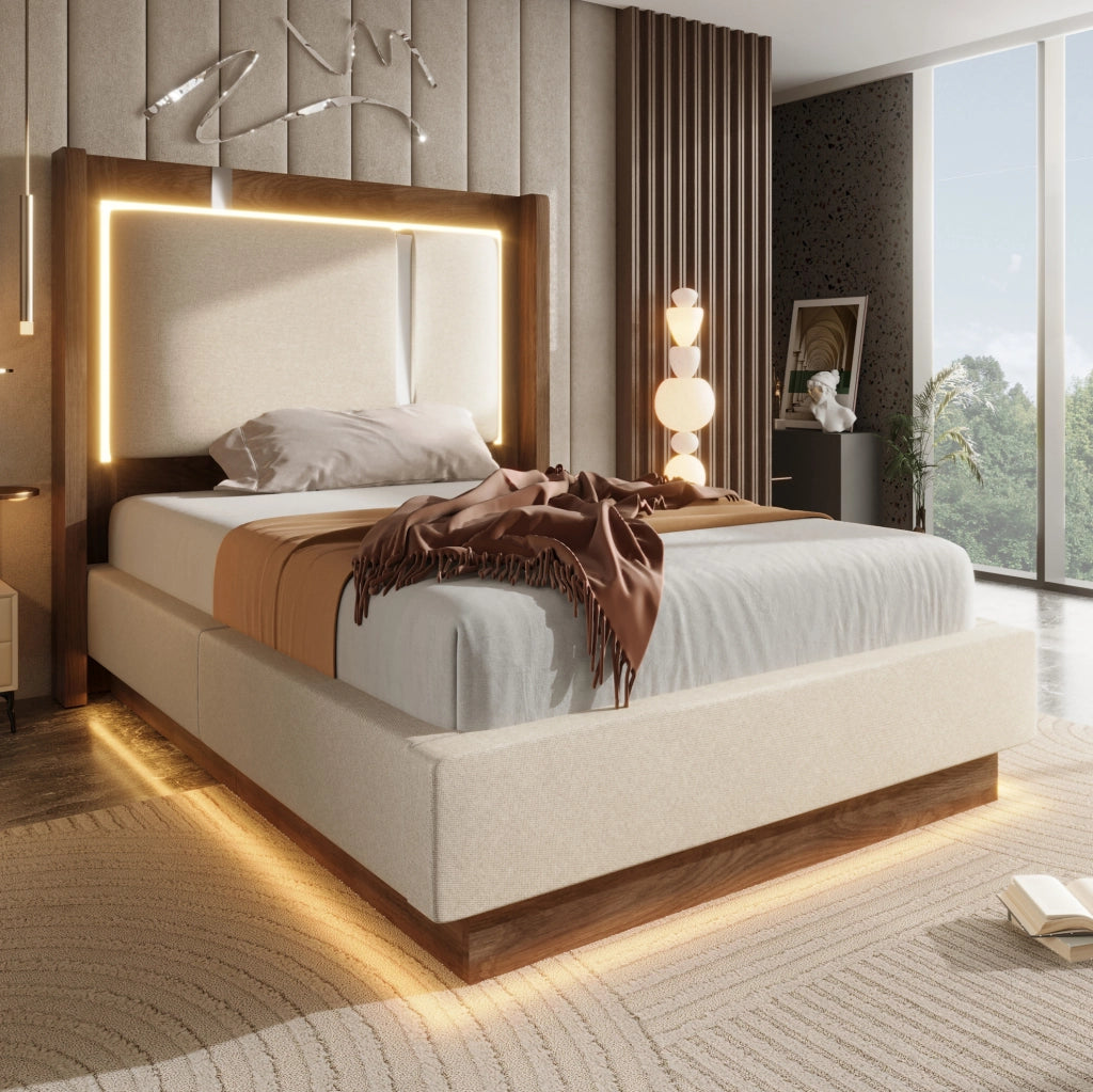 Letto imbottito 90x200 con rete, LED, cassettone idraulico e testiera 60 cm, stile rétro grigio