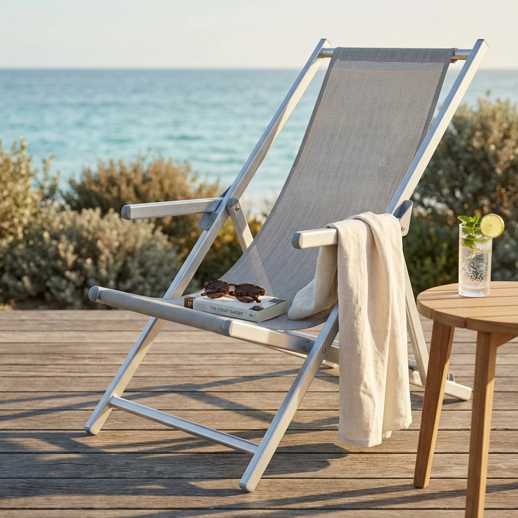Sdraio mare prendisole Pieghevole in Alluminio Textilene cm 98x67 5x106 - BURT