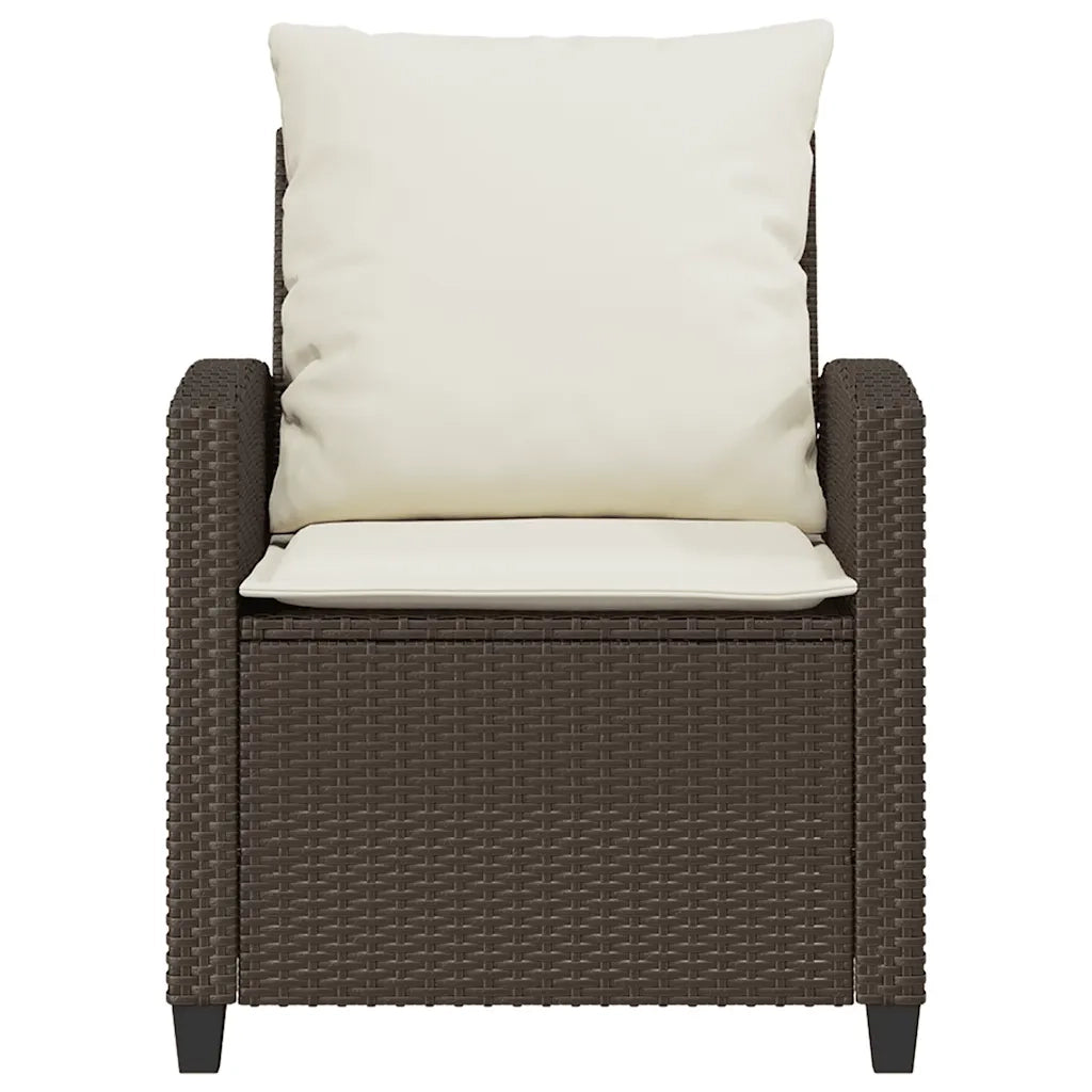 Set Divano da Giardino 4 pz con Cuscini Marrone in Polyrattan