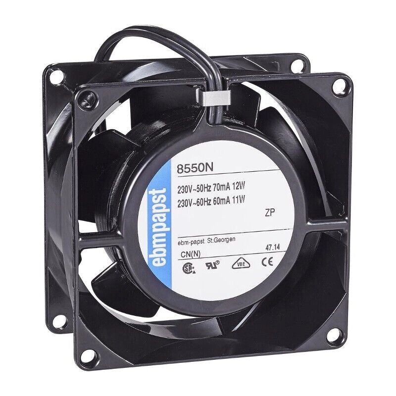 Ventilatore assiale EBM PAPST 8550N Struttura e Ventola in Metallo 80x80x38mm Fino a 70°C per Stufa a Pellet