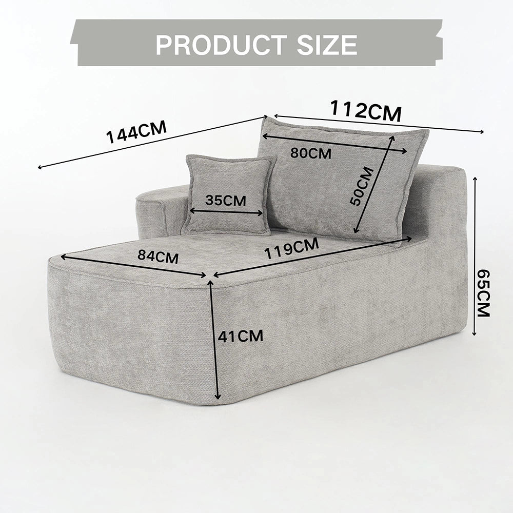 Chaise longue confortable - Xylo - Cuscini morbidi con tasche laterali, grigio