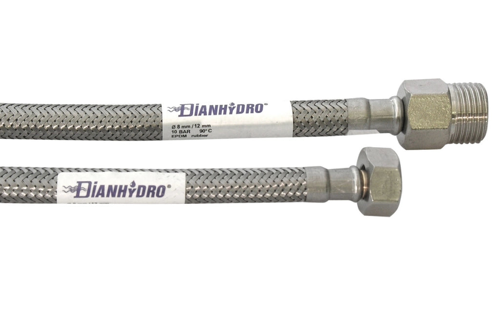 FLESSIBILE INOX MODELLO PROLUNGATO  CM. 50- MF 3/8 x 1/2- DH- pezzi 1