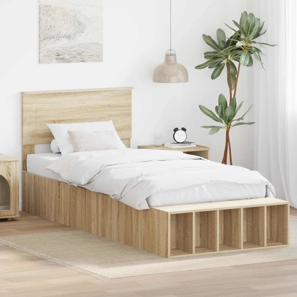 Struttura del letto Rovere Sonoma 90 x 190 cm Legno multistrato