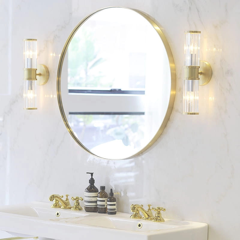 SPECCHIO Valora 60CM CON CORNICE ORO Rotondo in Metallo Design Scandinavo