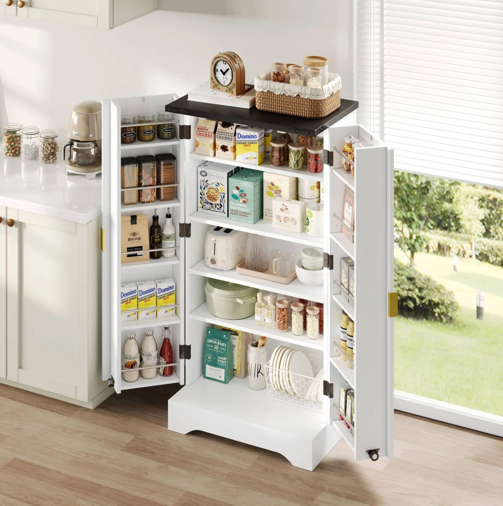 Armadio alto da cucina con luce LED a sensore, bianco