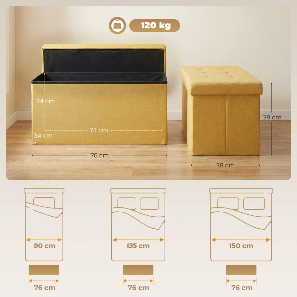 Poltrona Puff con Contenitore ¨C Zephmum ¨C Giallo 76x38x38 cm