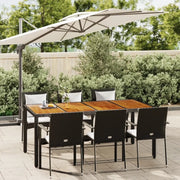 Set da Pranzo da Giardino 7 pz Nero con Cuscini in Polyrattan 3184991
