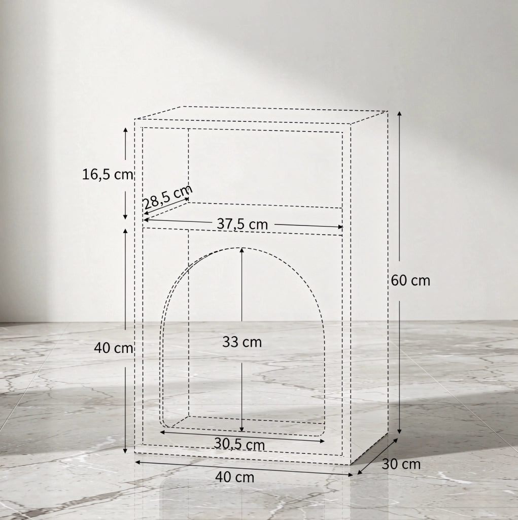 Set di 2 comodini grigi in MDF con ripiani aperti, 40 x 30 x 60 cm