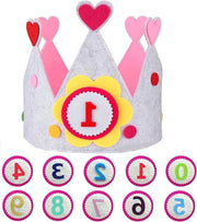 Corona di compleanno - corona in tessuto per compleanno dei bambini - ragazzi e ragazze - numeri intercambiabili 1-9 - decorazione per torta di compleanno - decorazione di compleanno