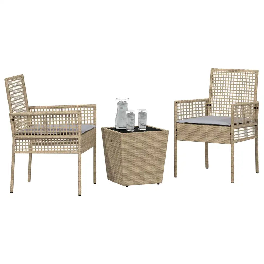 Set Bistro da Giardino 3 pcs Beige polyrattan 3334958