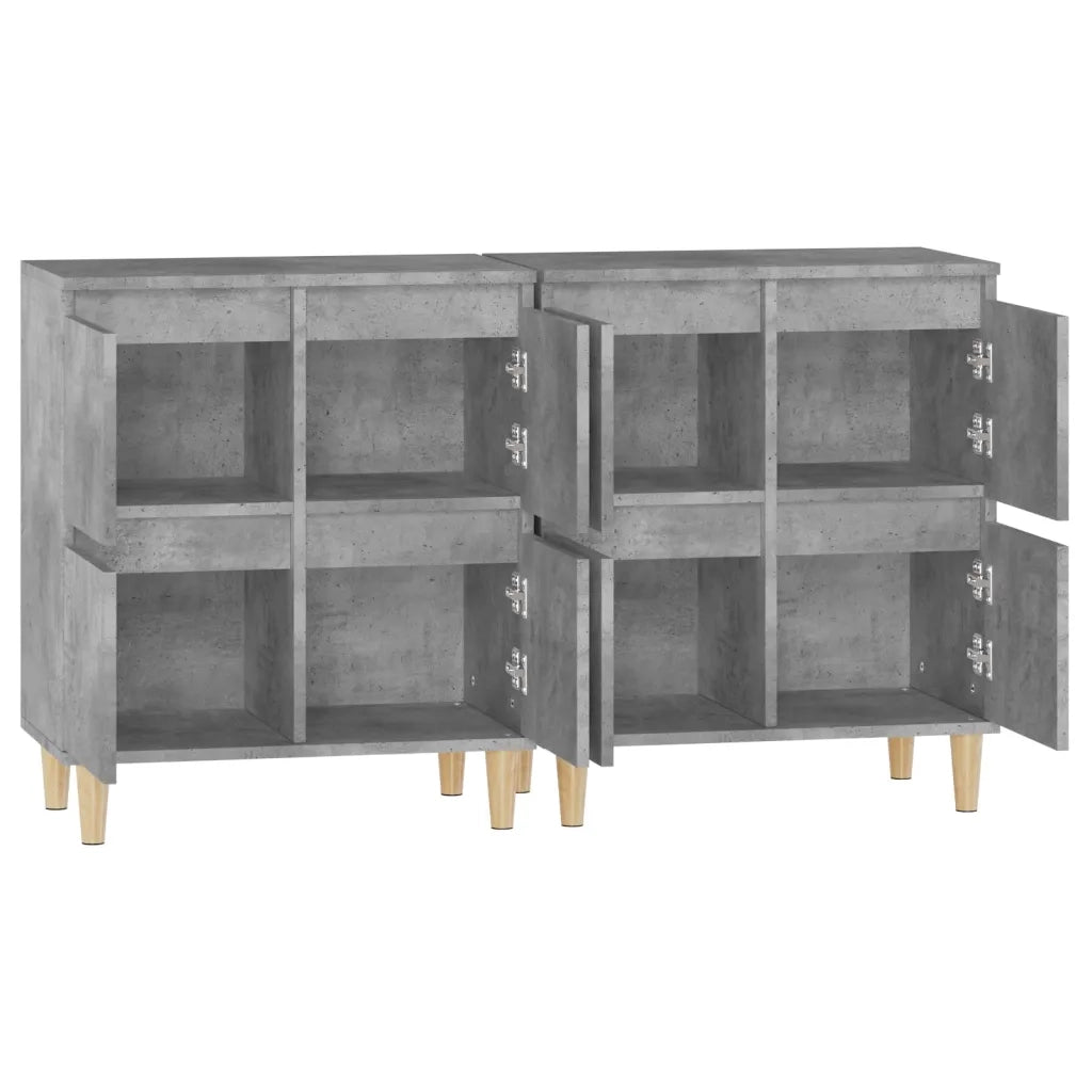 Credenze 2pz | Madia | Buffet da pranzo | Armadio da pranzo Grigio Cemento 60x35x70 cm in Legno Multistrato