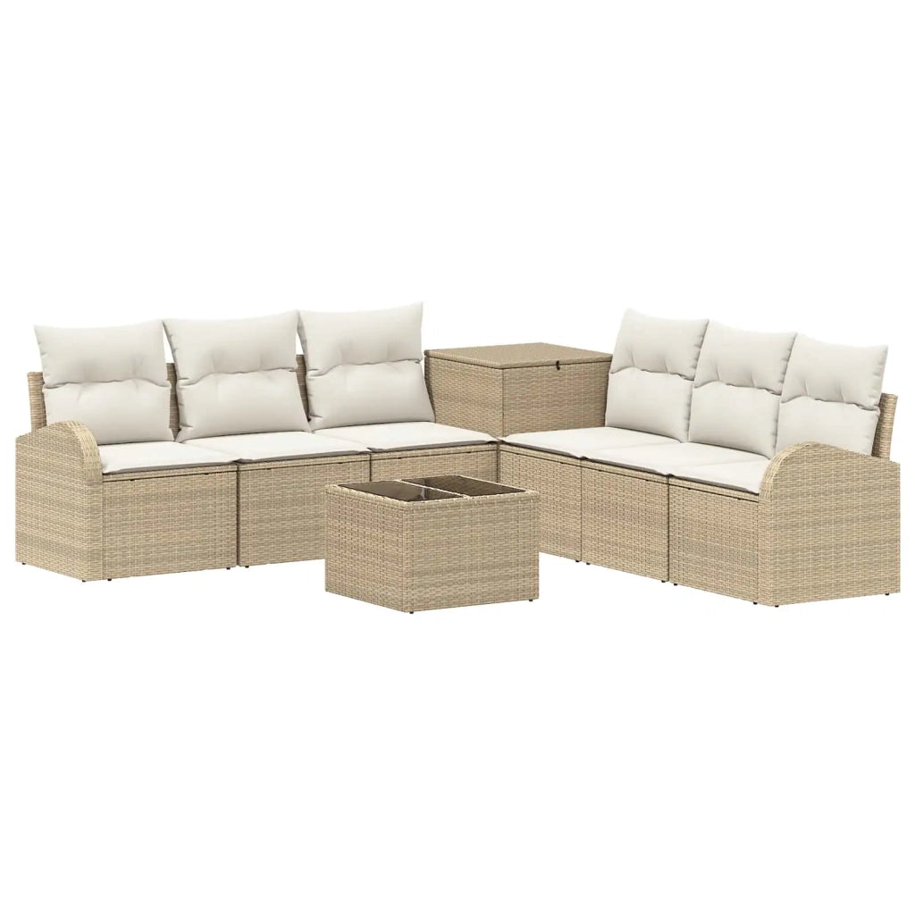 Set di divani 8 pz Beige e Bianco Crema 3448122