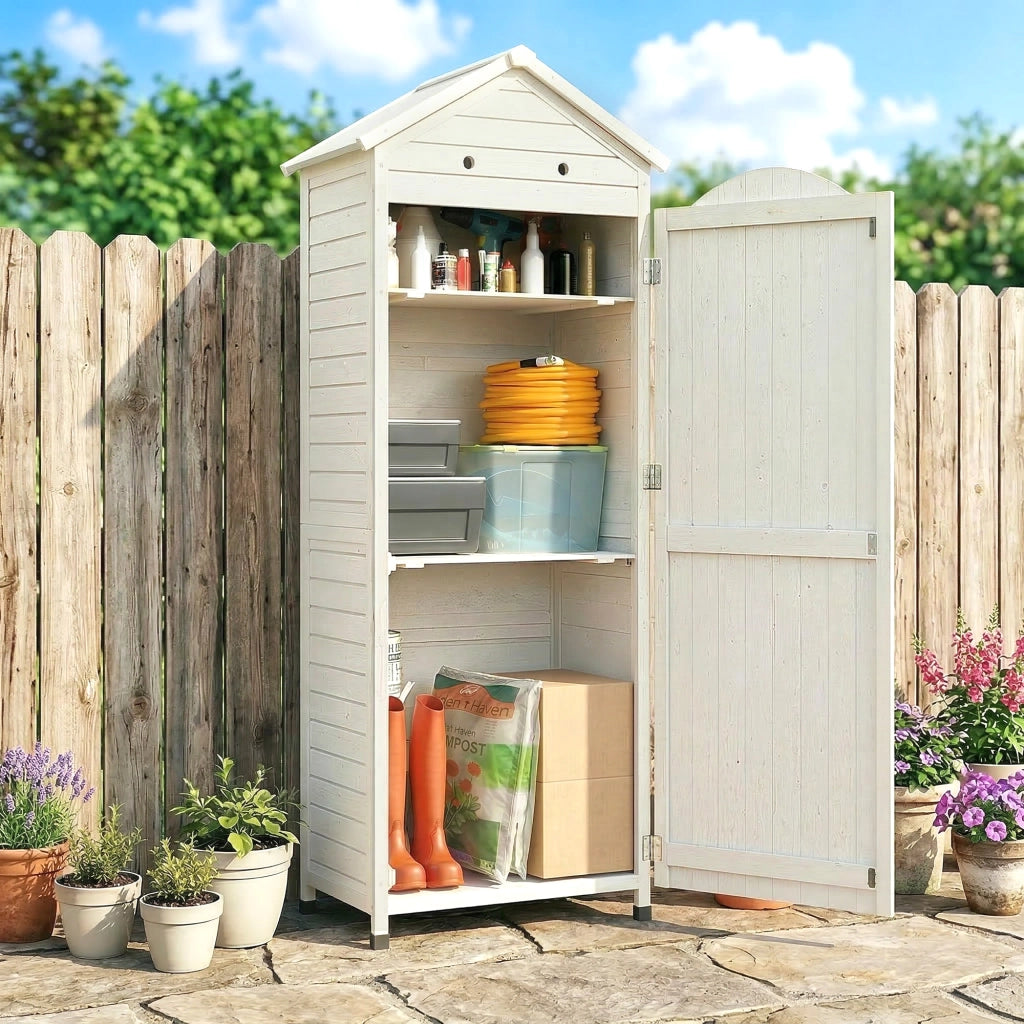 Casetta da Giardino in Legno con Scaffali ¨C zephmum ¨C Ripostiglio Tetto Zincato