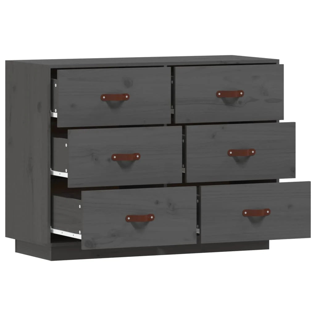 Buffet credenza cassettiera armadio mobile contenitore organizer per cucina soggiorno salotto 100 x 40 x 75 cm legno massello di pino grigio 02_0031765