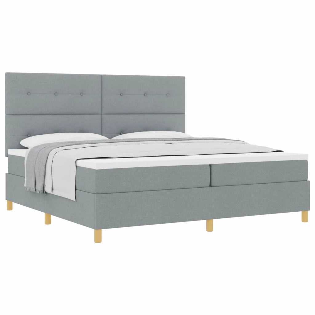 Letto a molle con materasso Grigio chiaro 200 x 200 cm Tessuto 3339644