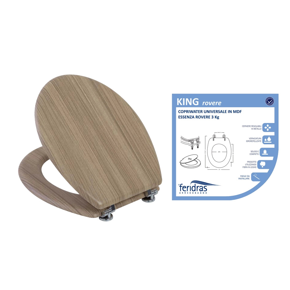 COPRIWATER UNIVERSALE SEDILE TAVOLETTA WC BAGNO MDF ROVERE SBIANCATO 18" FERIDRAS 183031