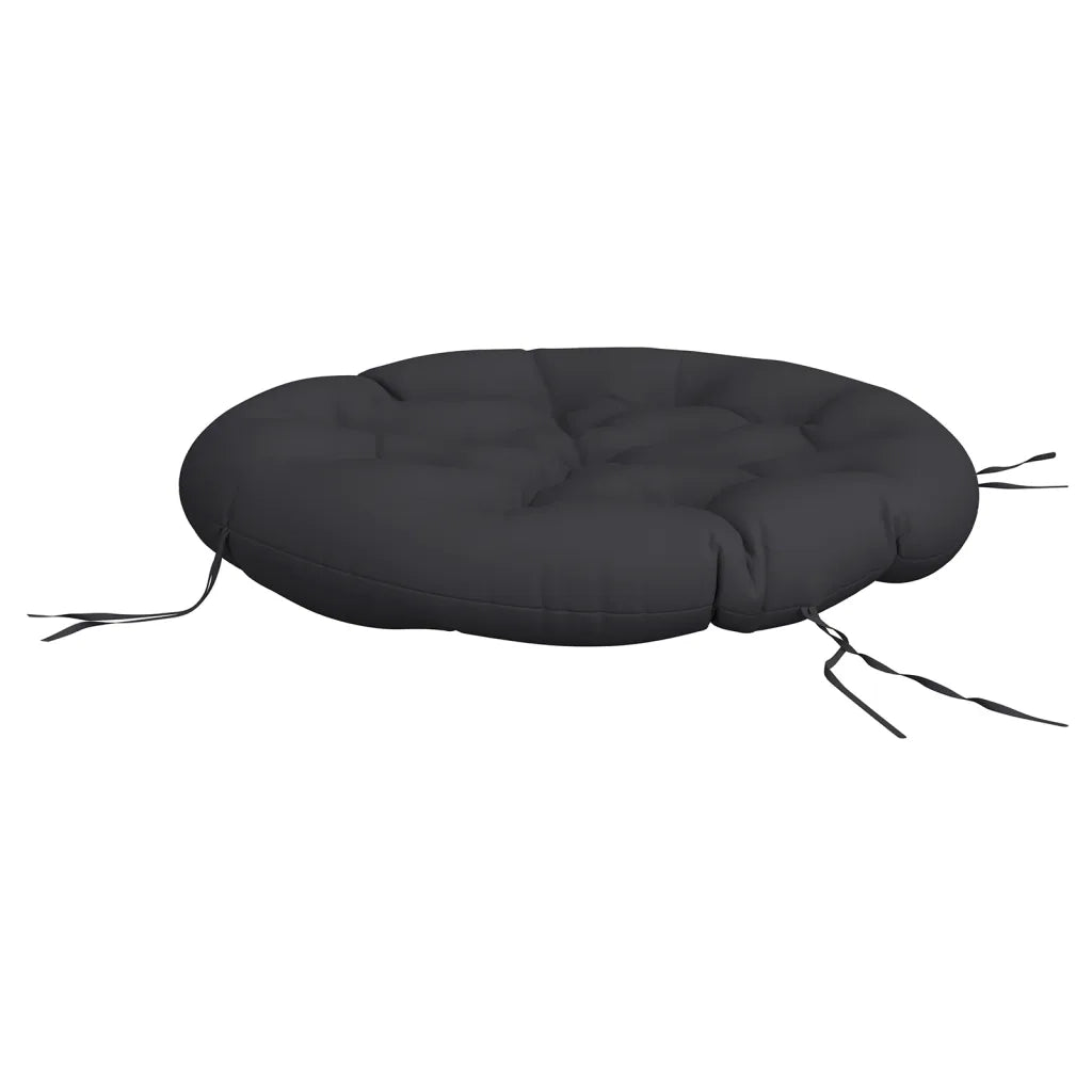 Cuscino Rotondo Nero Ã˜ 100x11 cm in Tessuto Oxford