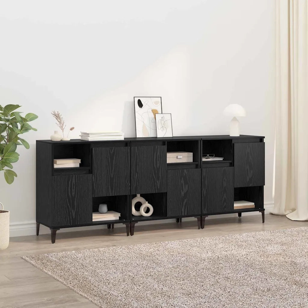 Credenza | Sideboards 3 pcs Rovere Nero 60 x 35 x 70 cm Legno multistrato