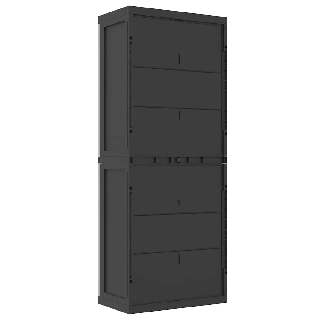 Armadio da Esterno Grigio e Nero 65x37x165 cm in PP 364200